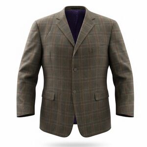 CHAGALL De France 100% Wool Brown Plaid Men's Blazer - Classic Tailored Jacket